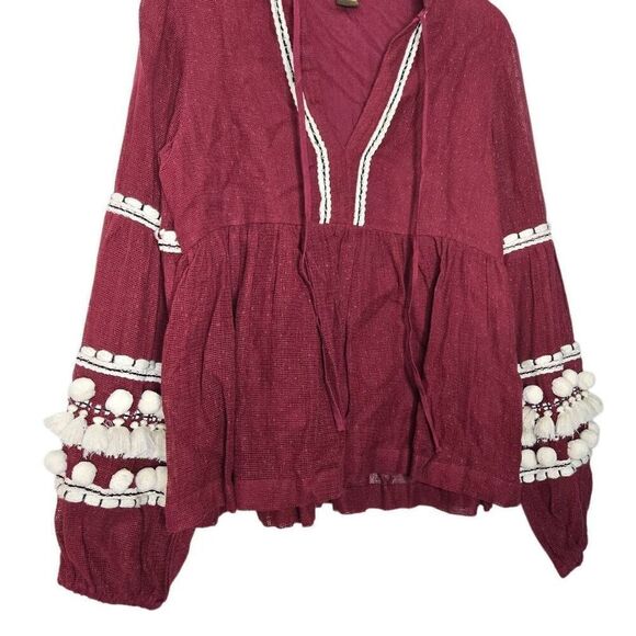 Antropologie Vineet Bahl Women Nisha Peasant Cotton Top Boho Size XS - Picture 2 of 8